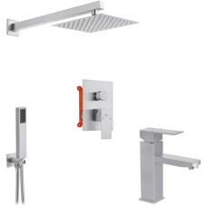Душовий гарнітур Kroner Kubus-ESG082 + змішувач Edelstahl Kubus-ESG010 (CVS30175)