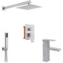 Душовий гарнітур Kroner Kubus-ESG082 + змішувач Edelstahl Kubus-ESG010 (CVS30175)