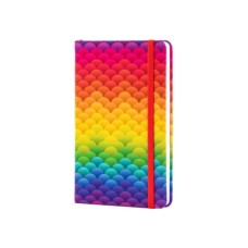 Книга записна Optima А5 Rainbow, тверда обкладинка текстиль, гумка, блок клітинка (O27190-02)
