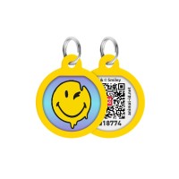 Адресник для тварин WAUDOG Smart ID з QR паспортом "Смайли на блакитному", коло 25 мм (225-0182)