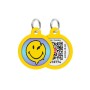 Адресник для тварин WAUDOG Smart ID з QR паспортом "Смайли на блакитному", коло 25 мм (225-0182)