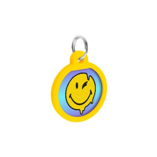 Адресник для тварин WAUDOG Smart ID з QR паспортом "Смайли на блакитному", коло 25 мм (225-0182)