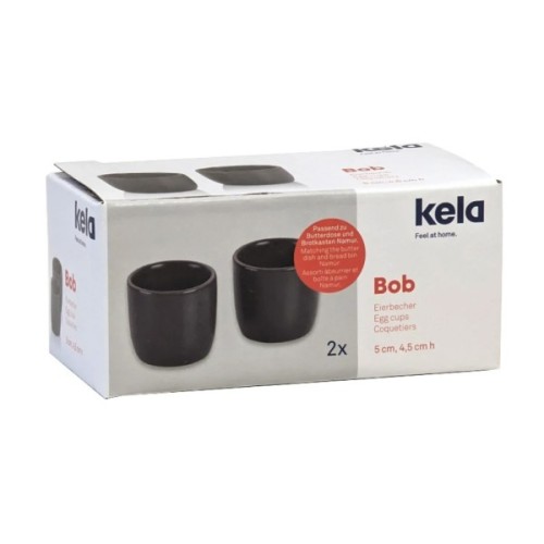Аксесуар кухонний Kela Bob, підставок для яєць 5 х 4,5 см, 2 шт, порцелянові, темно-сірі (12119)