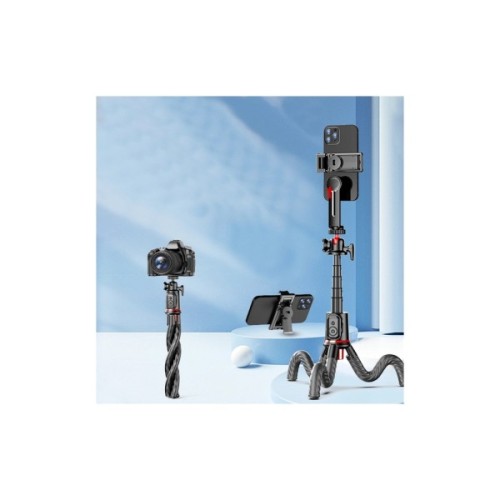 Штатив RTAKO C03 Octopus Extendable Tripod Selfie Stick (with Detachable Phone Holder) Black (6942063212416)