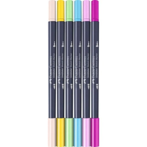 Художній маркер Faber-Castell набір двосторонніх Goldfaber Gofa Sketch Markers Kawaii, 6 кольорів (32549)