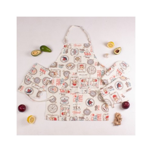 Фартух MirSon Набір №218 - Cream services дві прихватки + дві рукавички-прихватки + фартух (2200006754480)