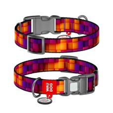 Нашийник для тварин WAUDOG Nylon з QR паспортом "Куби 3Д" пластиковий фастекс L (282-4057)