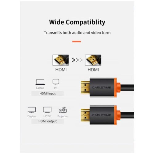 Кабель мультимедійний HDMI M to HDMI M 1.0m V2.0 4K60Hz Cabletime (CA915293)