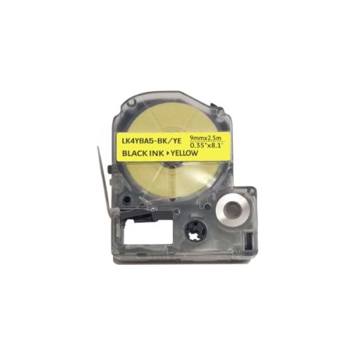 Стрічка для принтера етикеток UKRMARK E-LC3YBP-BK/YE, сумісна з Epson LC-3YBP, 9 мм х 8 м. Black on Yellow ( LC3YBP) (900370)