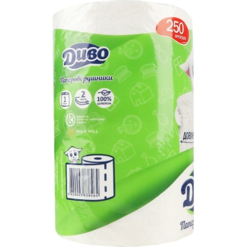 Паперові рушники Диво 2 шари 250 відривів 1 рулон (4820003838464)
