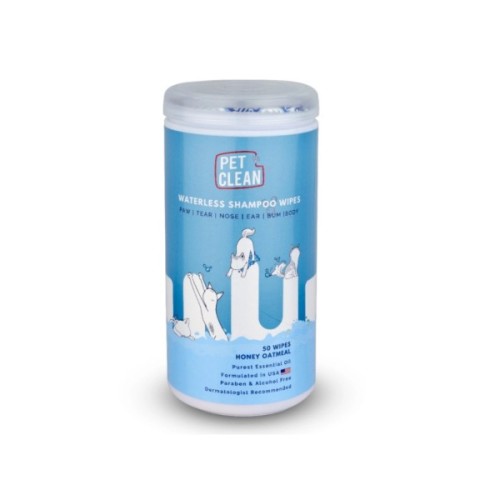 Вологі серветки для тварин Pet Clean PET WATERLESS SHAMPOO WIPES швидке очищення складок з медово-вівсяним ароматом 50 шт (8939111098762)