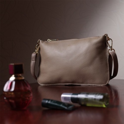 Сумка Vintage Жіноча з двома ременями з натуральної шкіри Бежева (22643)