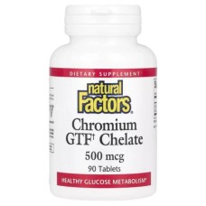 Мінерали Natural Factors Хром GTF Хелат, 500 мкг, Chromium GTF Chelate, 90 таблеток (NFS-01630)