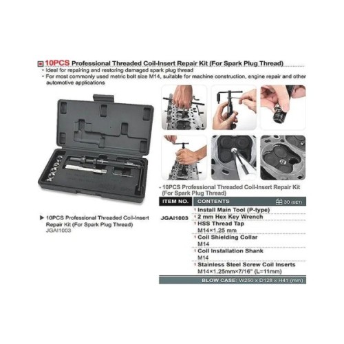 Набір інструментів Toptul для відновлення різьби свічок 10 шт. (JGAI1003)