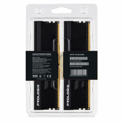 Модуль пам'яті для комп'ютера DDR5 32GB (2x16GB) 6000 MHz Onyx Black Prologix (PRO32GB6000YB5K)