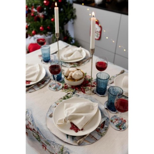 Скатертина Прованс гобеленова з велюром Снігова зима 135х300 см (037476)