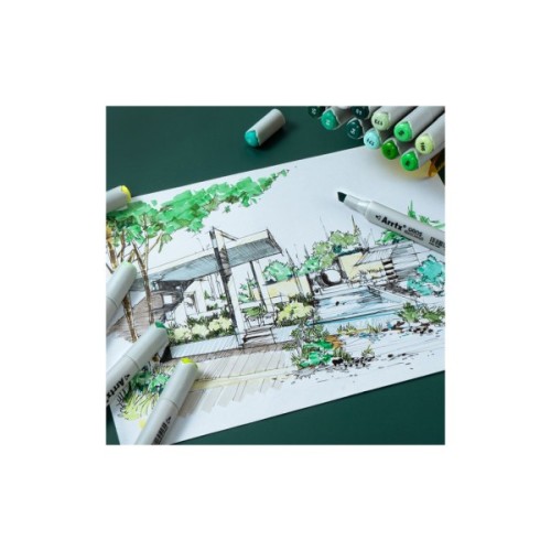 Художній маркер Arrtx Спиртові Oros ASM-03GN 24 кольори, зелені відтінки (LC302512)