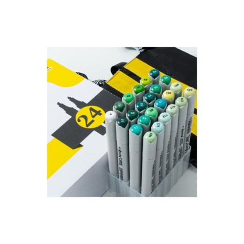 Художній маркер Arrtx Спиртові Oros ASM-03GN 24 кольори, зелені відтінки (LC302512)