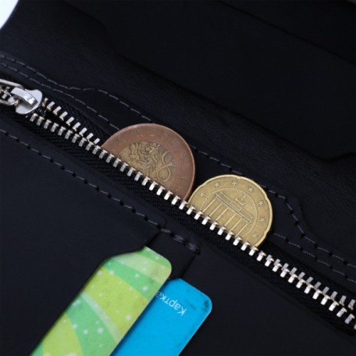 Портмоне Grande Pelle Шкіряне з тримачем для Apple AirTag Чорне (11623)