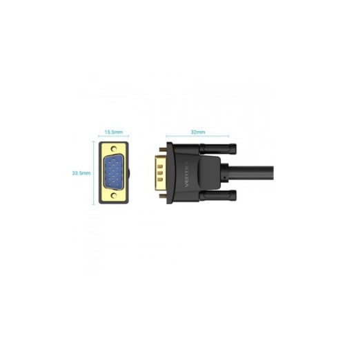 Кабель мультимедійний VGA M to VGA M 25.0m ferrite black Vention (DAEBS)