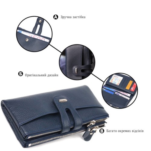 Гаманець Canpellini З натуральної шкіри Синій (21635)