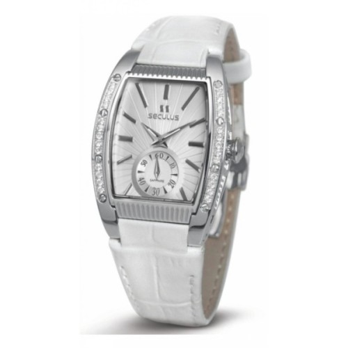 Наручний годинник Seculus 1667.2.1069 white, ss cz stones, white leather