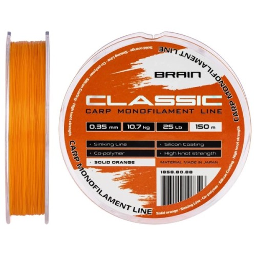 Волосінь Brain Classic Carp Line (solid orange) 150m 0.35mm 25lb 10.7kg (1858.80.88)