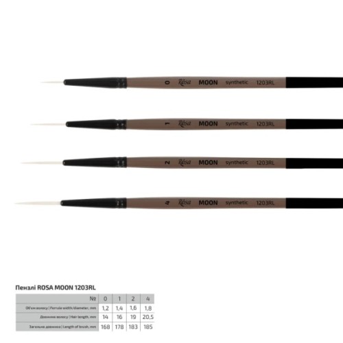 Пензлик для малювання Rosa Синтетика лайнер, MOON 1203RL, №4 (4823098534082)