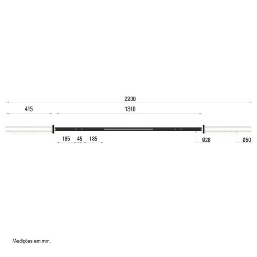Гриф Toorx Max 450 Kg Cross Challenge 220 см 50 мм (BO-450) (932179)