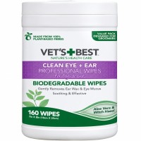Вологі серветки для тварин Vet's Best для чищення вух і очей собак та котів 160 шт (0031658803736)
