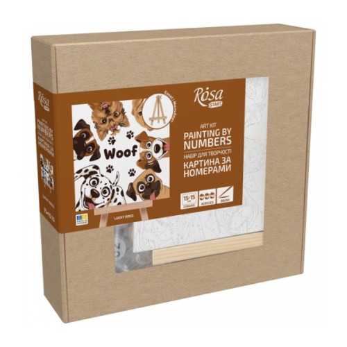 Картина по номерам Rosa Lucky Dogs, 15х15см, з мольбертом (4823098548560)