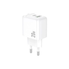 Зарядний пристрій BOROFONE BAS44A 1xUSB-C PD20W + 1xUSB QC3.0 white (6941991113840)
