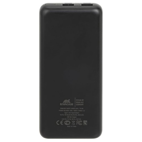 Батарея універсальна RivaCase 20000mA, 45W, QC/PD, LCD, black (RIVAPOWER VA1075 (Black))