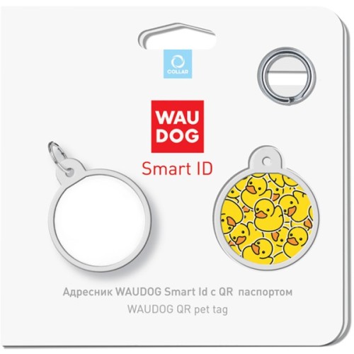 Адресник для тварин WAUDOG Smart ID з QR паспортом "Качечки", коло 25 мм (0625-0204)