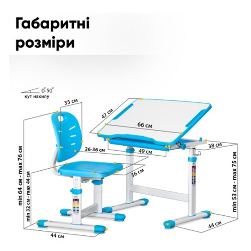 Парта зі стільцем Evo-kids Blue (Evo-06 Ergo BL)