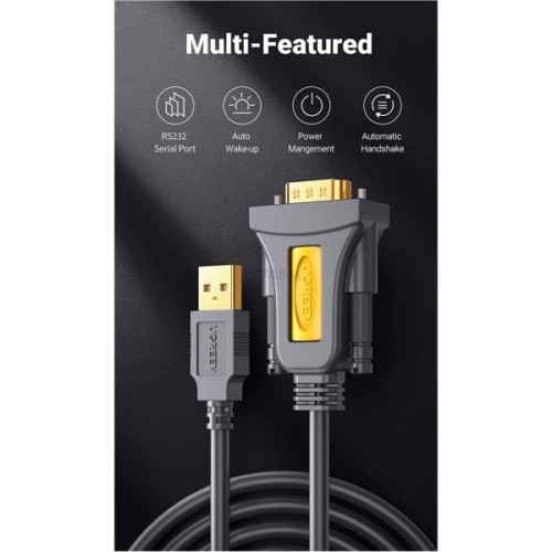 Кабель для передачі даних USB to COM M 3.0m DB9 RS-232 CR104 black Ugreen (20223)