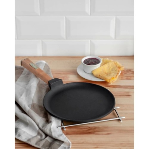 Сковорода Brizoll Optima чавунна з ручкою для млинців 240х15 мм (O2415-P)