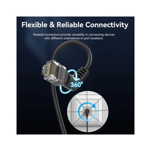 Патч-корд 1.5м, UTP cat 6a RJ-45 90° corner black Vention (IBOBG)