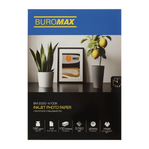 Фотопапір Buromax PRO А4 Glossy 180 г/м2, 100ст. (BM.2220-4100K)