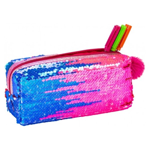 Пенал Cool For School з паєтками та помпоном 1 відділення рожевий (CF87053)