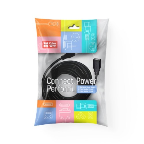 Дата кабель USB 2.0 AM/AF 1.8m black ColorWay (CW-CBUF076-BK)