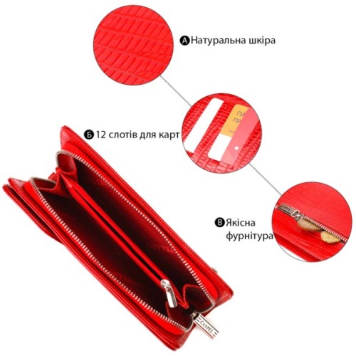 Портмоне Canpellini З натуральної шкіри Червоне (21534)