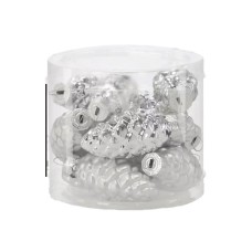 Ялинкова іграшка Chomik скляні прикраси Шишки 16 шт, 3х6 см, срібні (5900779882119_2)