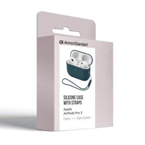 Чохол для навушників Armorstandart Silicone Case with straps For Apple AirPods Pro 3 Dark Green (ARM91279)