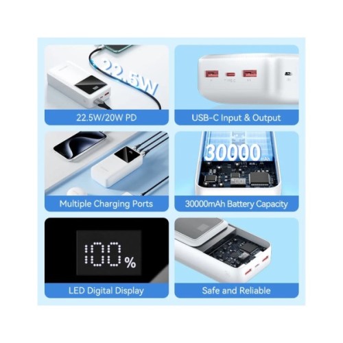Батарея універсальна Vention 30000 mAh 22.5W Black LED Display Type (V_FHMB0)