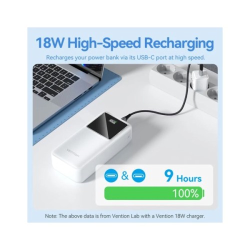 Батарея універсальна Vention 30000 mAh 22.5W Black LED Display Type (V_FHMB0)
