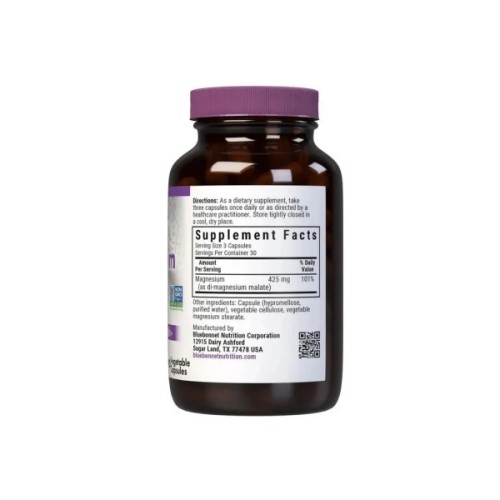 Мінерали Bluebonnet Nutrition Магній малат, Magnesium Malate, 90 вегетаріанських капсул (BLB0752)