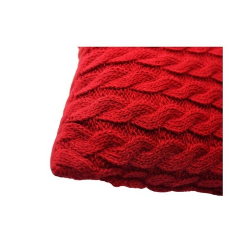 Подушка Прованс в'язана декоративна Коси червона 33х33 см (027419)