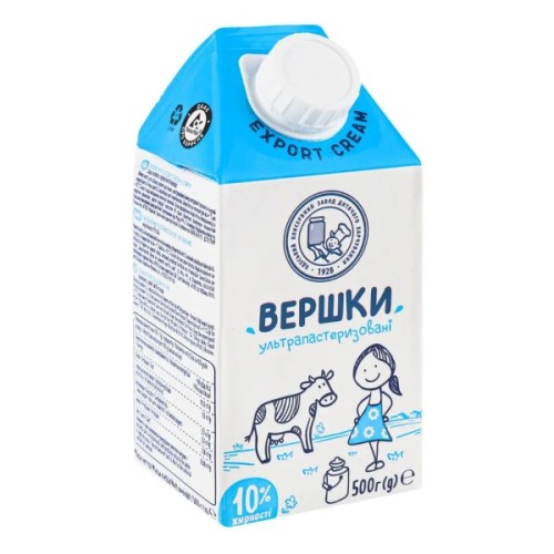 Вершки Наше молоко ультрапастеризовані 10% жиру 500 г (4820016254893)