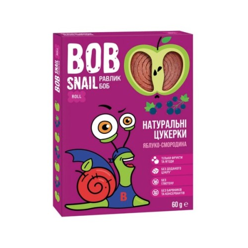 Цукерка Bob Snail Яблуко, чорна смородина 60 г (1740744)